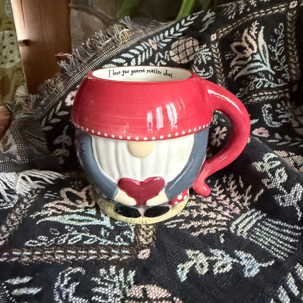 Natural Life Ceramic Gnome Coffee Mug - "I Love You Gnome Matter What" 3D Heart
